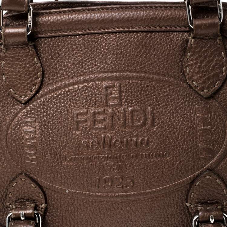 Pre Owned  Fendi Bronze Selleria Leather Romano Equestrian Satchel