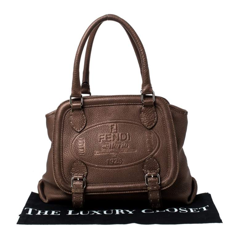 Pre Owned  Fendi Bronze Selleria Leather Romano Equestrian Satchel