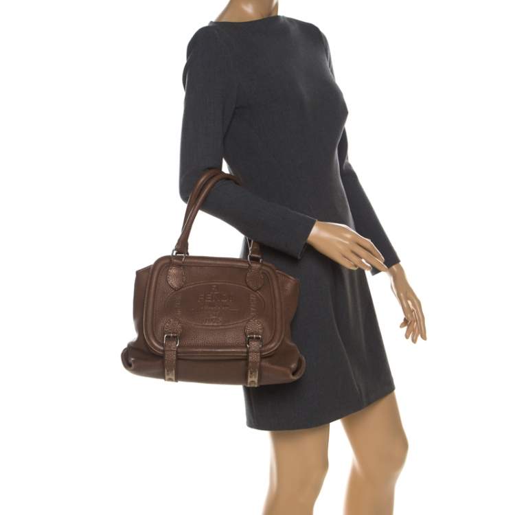 Pre Owned  Fendi Bronze Selleria Leather Romano Equestrian Satchel