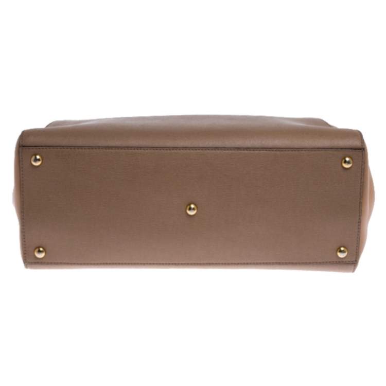 Pre Owned Fendi Beige Leather Medium 2Jours Tote