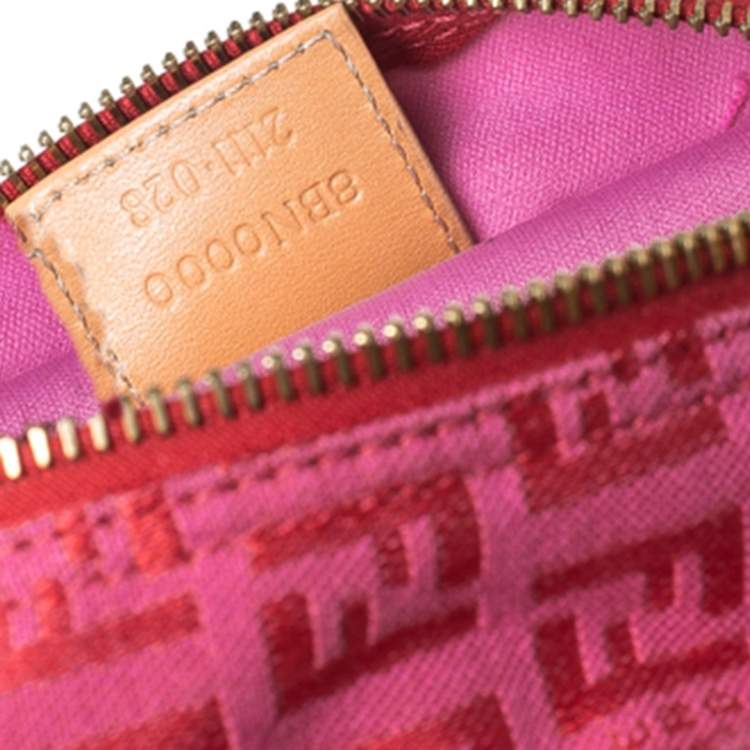 Pre Owned Fendi Red/Pink Zucchino Canvas Pochette 