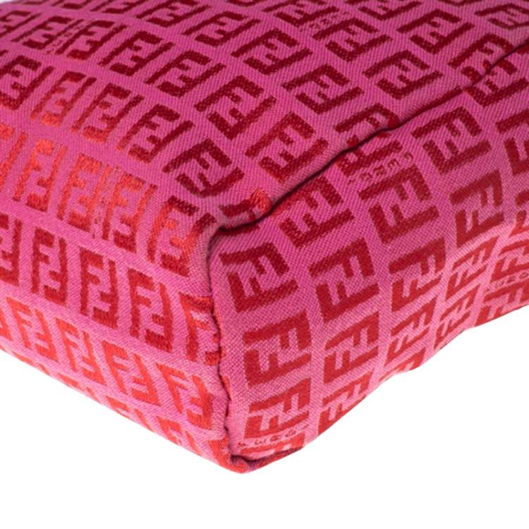 Pre Owned Fendi Red/Pink Zucchino Canvas Pochette 
