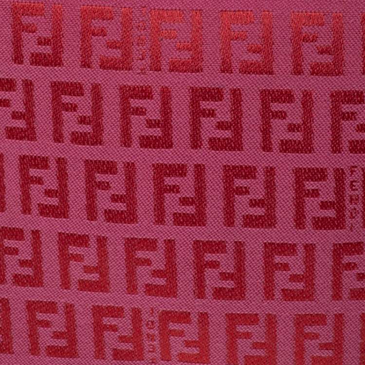Pre Owned Fendi Red/Pink Zucchino Canvas Pochette 