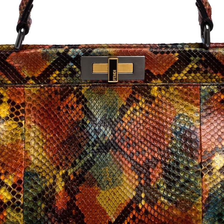 مملوكة مسبقًا Fendi Multicolor Python Large Peeakboo Top Handle Bag