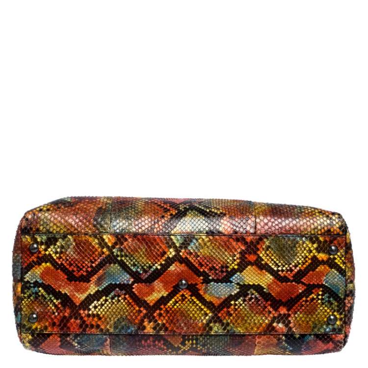 مملوكة مسبقًا Fendi Multicolor Python Large Peeakboo Top Handle Bag