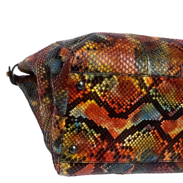 مملوكة مسبقًا Fendi Multicolor Python Large Peeakboo Top Handle Bag