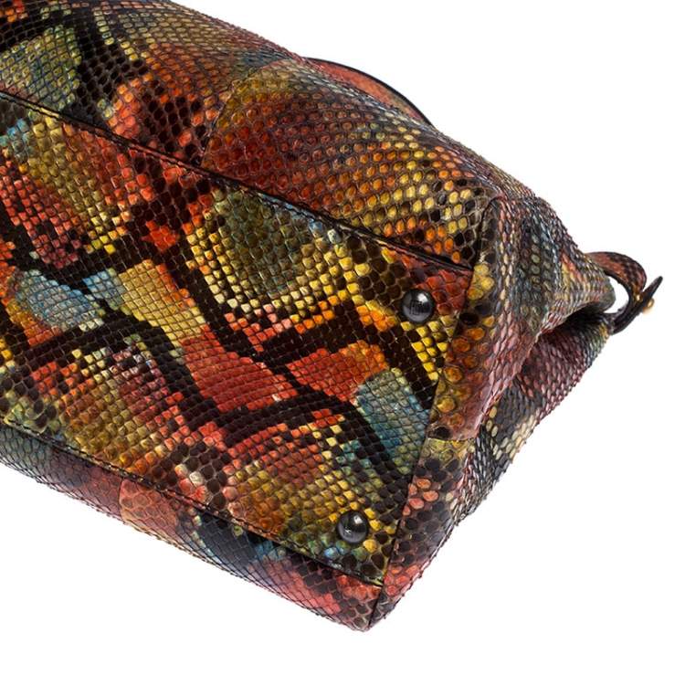 مملوكة مسبقًا Fendi Multicolor Python Large Peeakboo Top Handle Bag