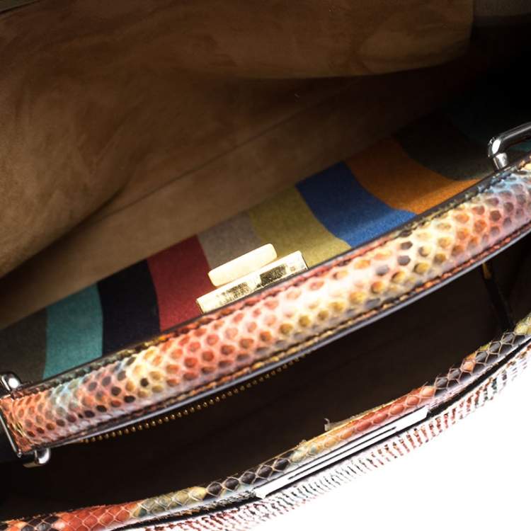 مملوكة مسبقًا Fendi Multicolor Python Large Peeakboo Top Handle Bag