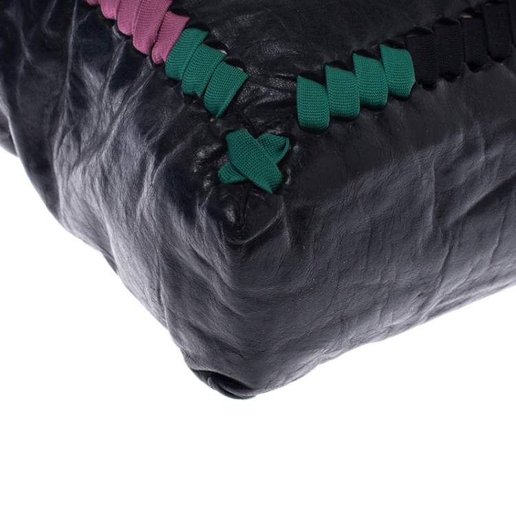 Pre Owned Fendi Multicolor Whipstitch Leather Flap Clutch