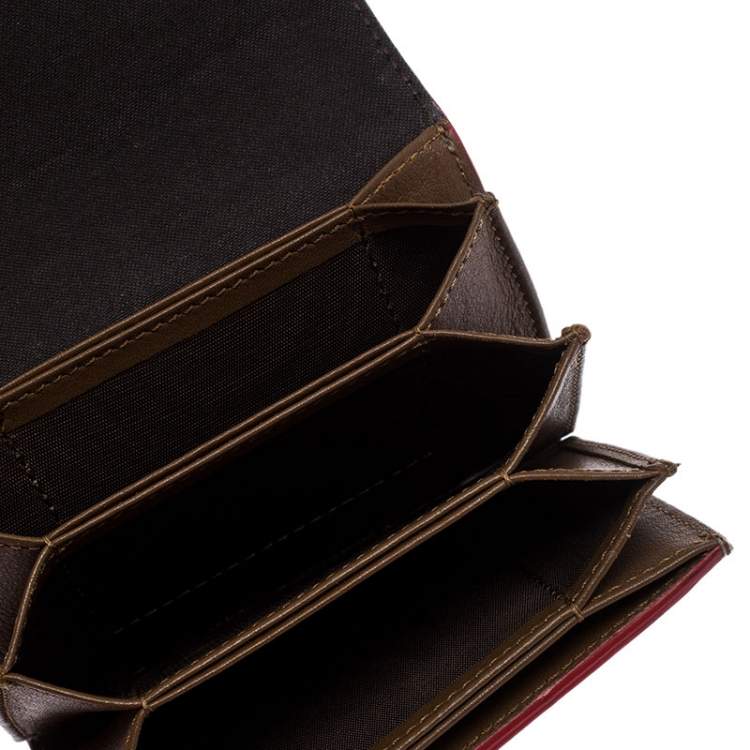 Pre Owned Fendi Light Olive Leather Card Holder