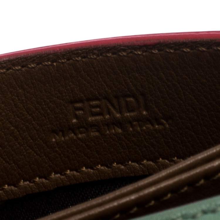 Pre Owned Fendi Light Olive Leather Card Holder