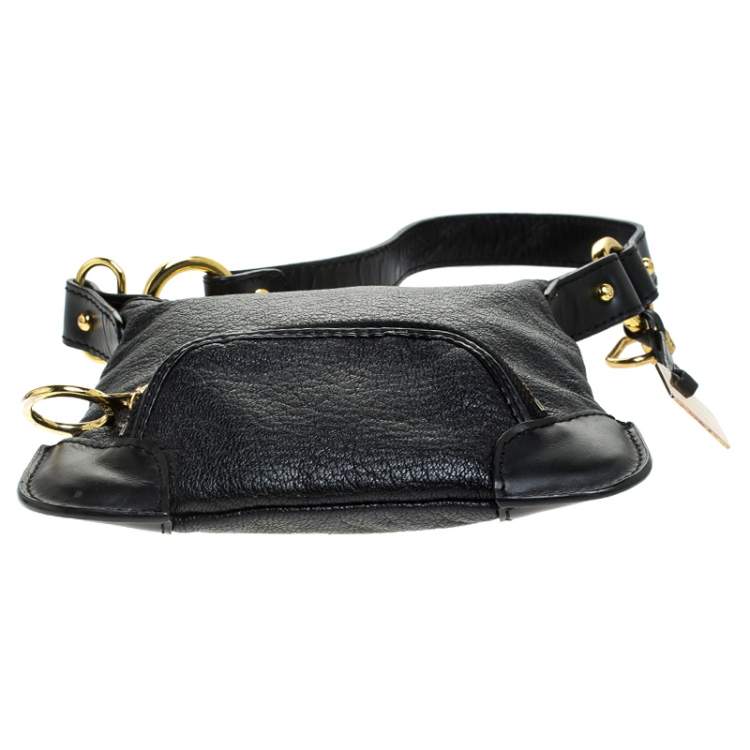Pre Owned Fendi Black Leather Mini Front Pocket Bag