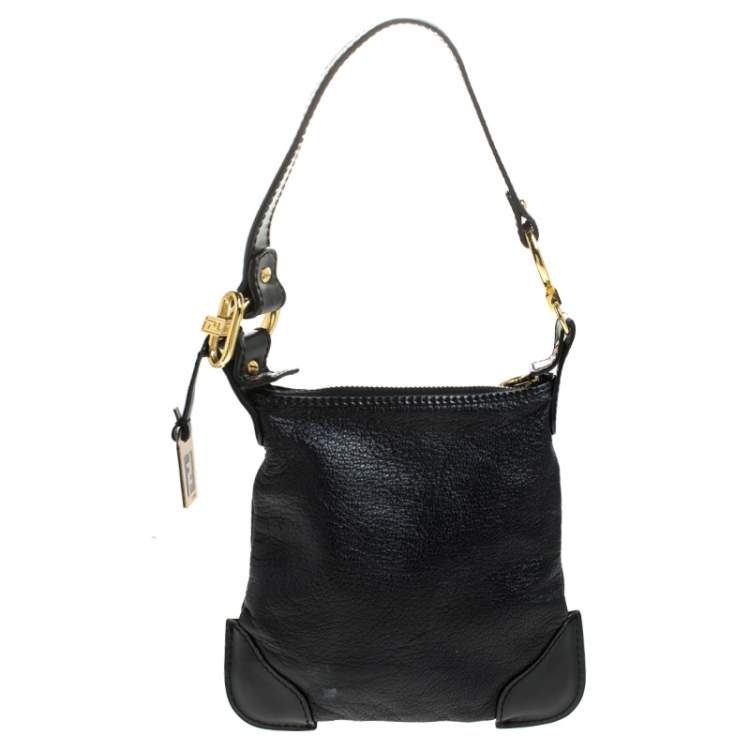 Pre Owned Fendi Black Leather Mini Front Pocket Bag
