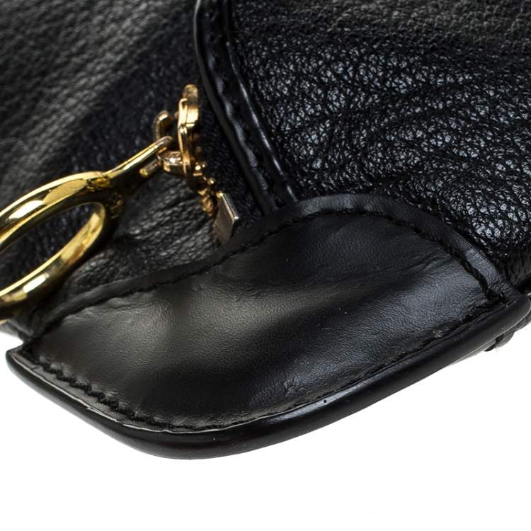Pre Owned Fendi Black Leather Mini Front Pocket Bag