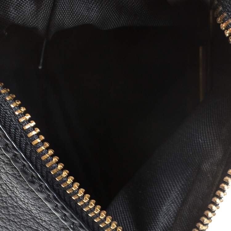 Pre Owned Fendi Black Leather Mini Front Pocket Bag