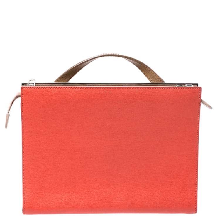 مملوكة مسبقًا Fendi Tricolor Textured Leather Small Demi Jour Top Handle Bag