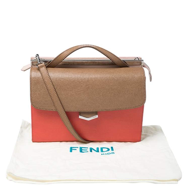 مملوكة مسبقًا Fendi Tricolor Textured Leather Small Demi Jour Top Handle Bag