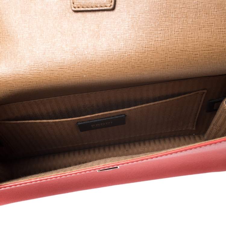 مملوكة مسبقًا Fendi Tricolor Textured Leather Small Demi Jour Top Handle Bag