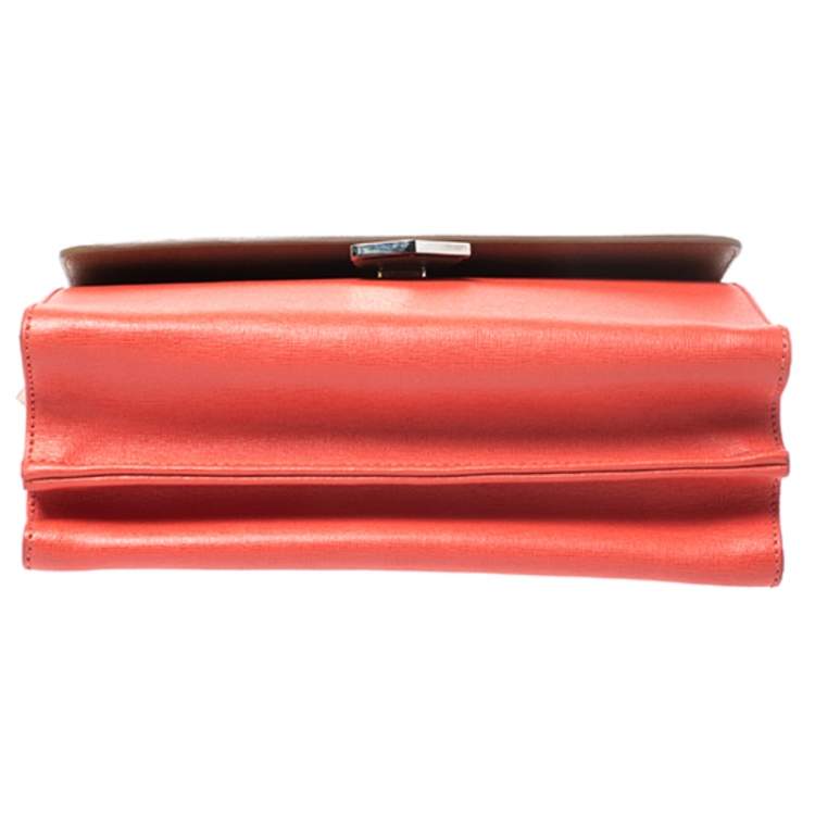 مملوكة مسبقًا Fendi Tricolor Textured Leather Small Demi Jour Top Handle Bag