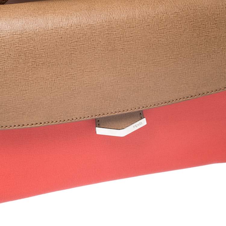 مملوكة مسبقًا Fendi Tricolor Textured Leather Small Demi Jour Top Handle Bag