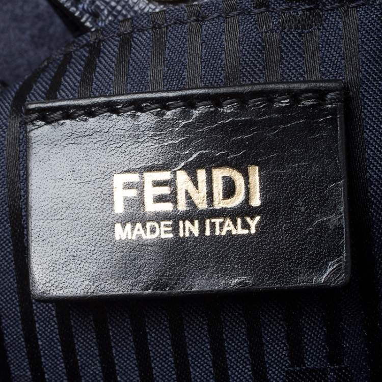 Pre Owned Fendi Blue Two Tone Leather Medium 2Jours Tote