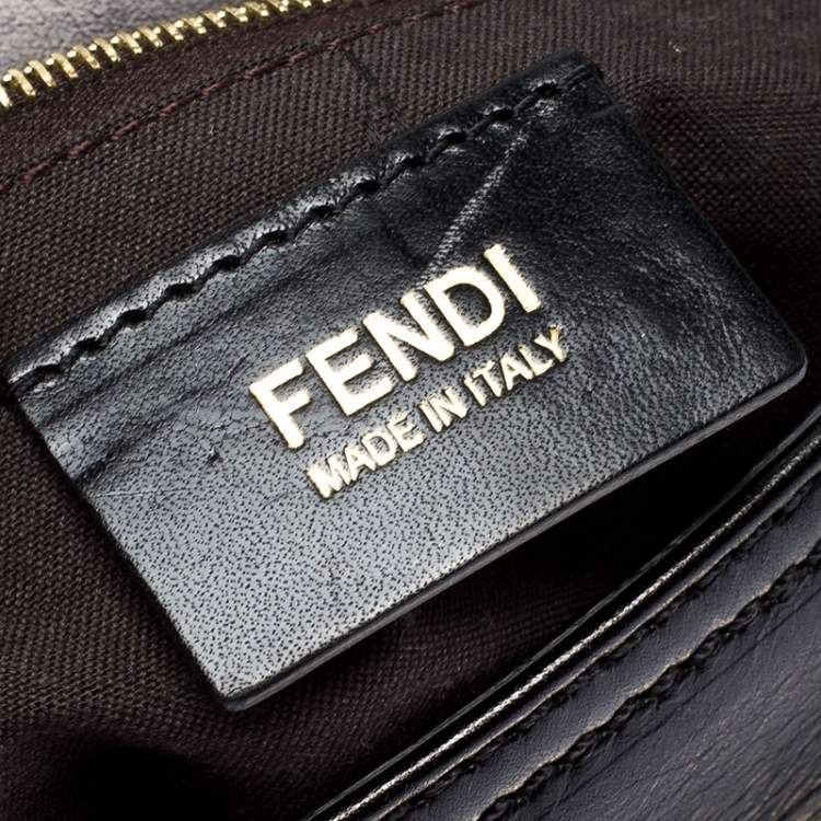Pre Owned Fendi Black Leather Maxi Baguette Flap Shoulder Bag
