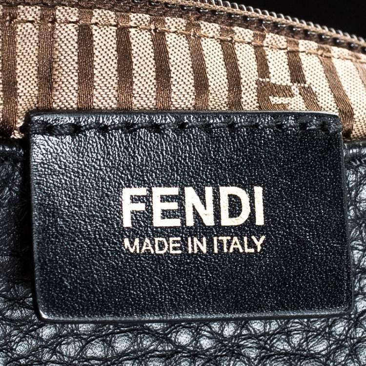 Pre Owned Fendi Blue/Black Leather Silvana Top Handle Bag