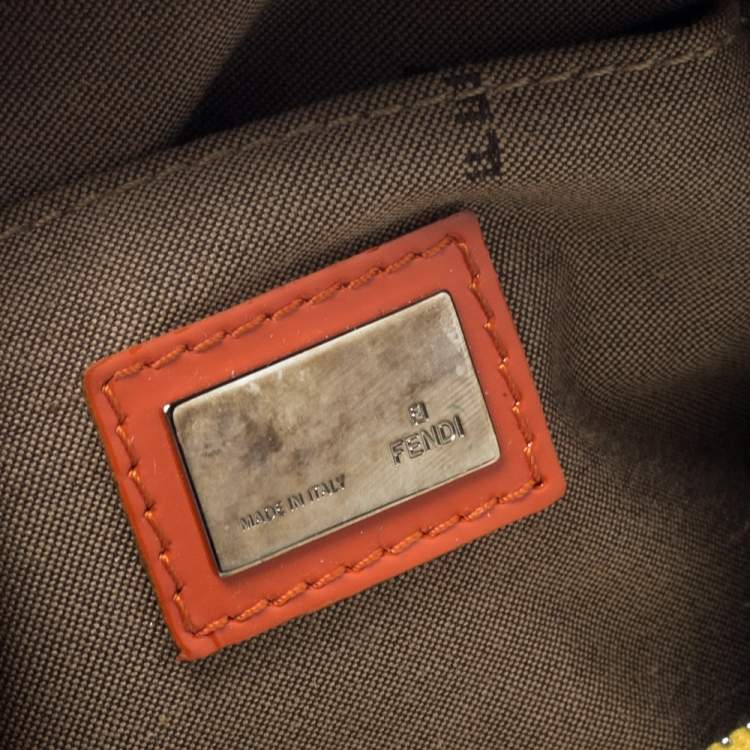 Pre Owned Fendi Multicolor Zucchino Coated Canvas/Sequins and Patent Leather Small Forever Bauletto Boston Bag