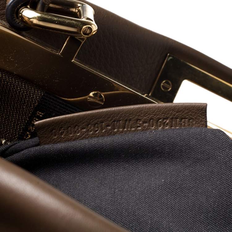 Pre Owned Fendi Brown Leather Medium Peekaboo Top Handle Bag