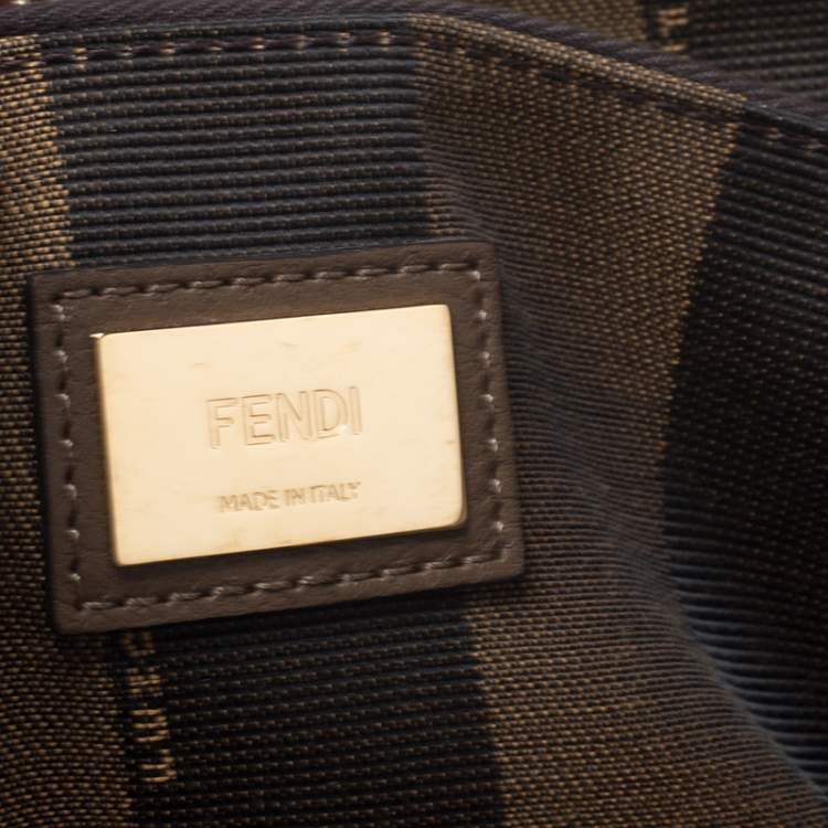 Pre Owned Fendi Brown Leather Medium Peekaboo Top Handle Bag