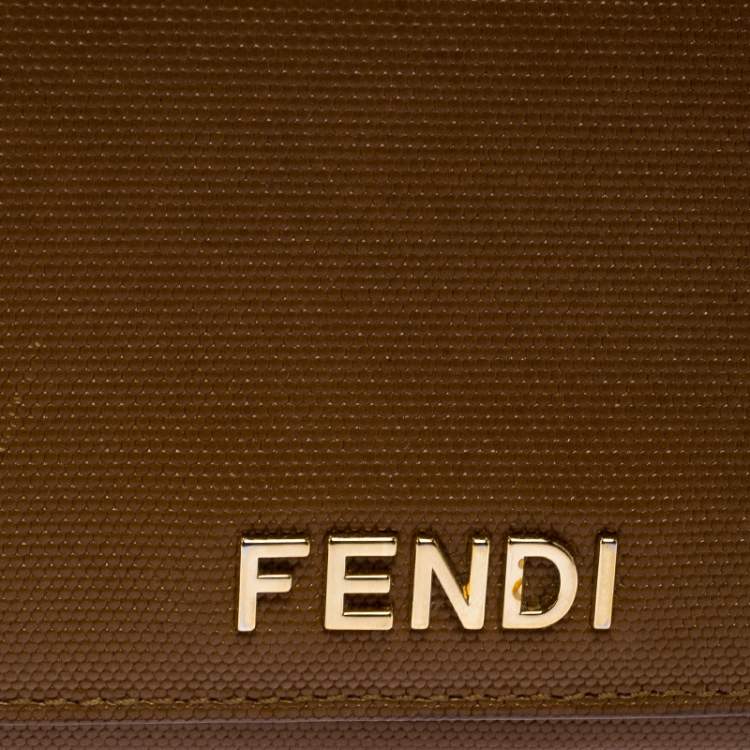 Pre Owned Fendi Tan Leather Logo Flap Continental Wallet