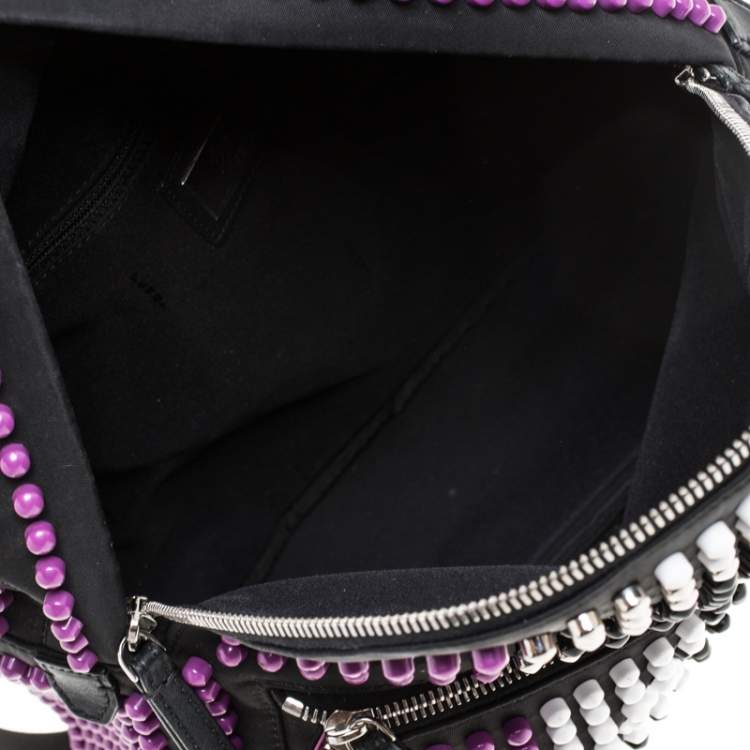 Pre Owned Fendi Black/Purple Nylon Karl Beaded Backpack