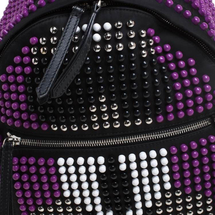 Pre Owned Fendi Black/Purple Nylon Karl Beaded Backpack