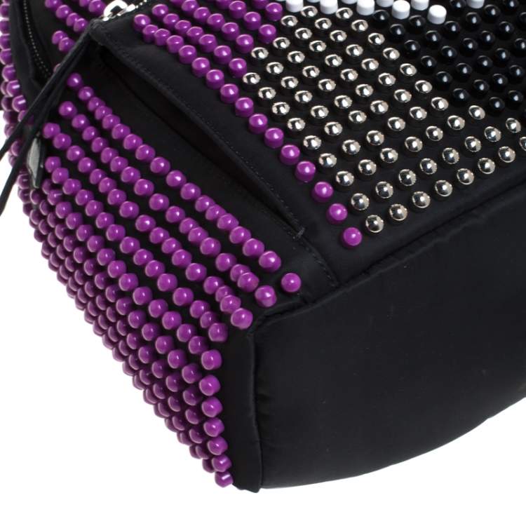 Pre Owned Fendi Black/Purple Nylon Karl Beaded Backpack