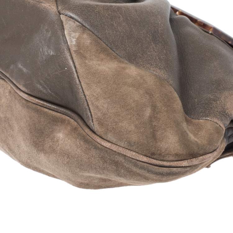 Pre Owned Fendi Brown Suede and Leather To You Clutch Bag