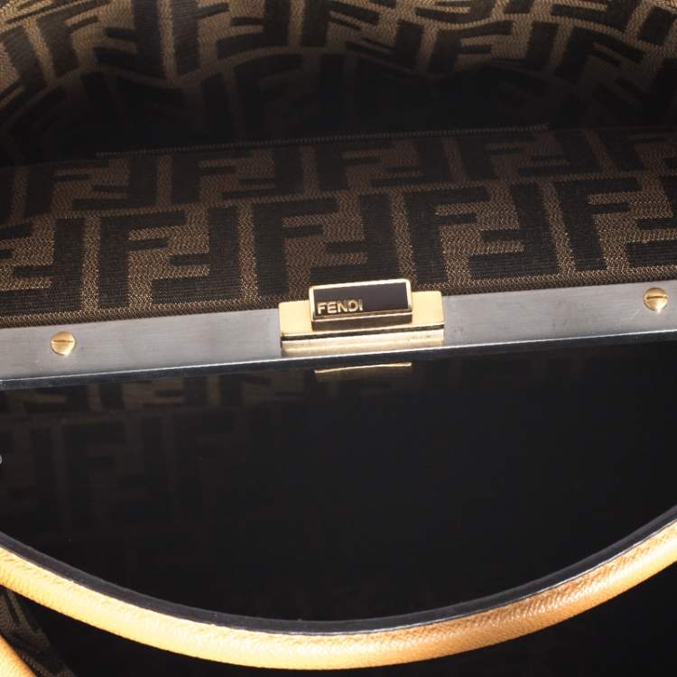 Pre Owned Fendi Tan Leather Large Peekaboo Top Handle Bag