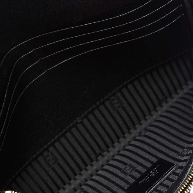 Pre Owned Fendi Black Leather 2 Jours Envelope Clutch