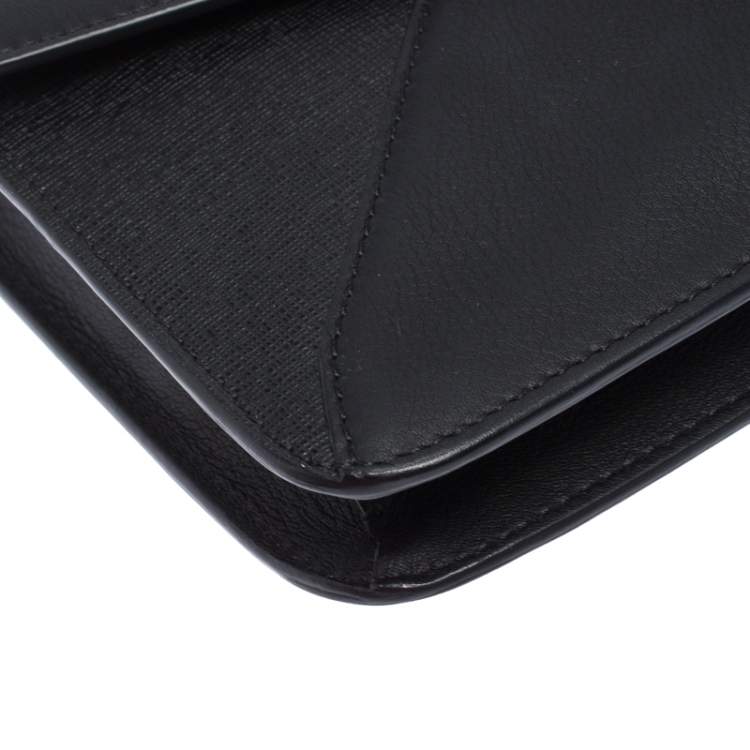 Pre Owned Fendi Black Leather 2 Jours Envelope Clutch