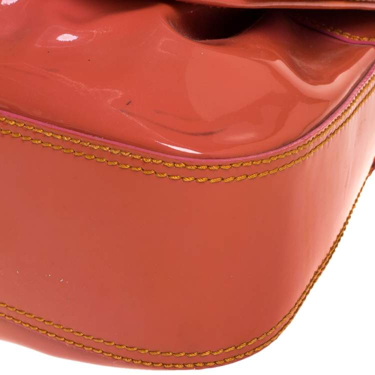 Pre Owned Fendi Orange Patent Leather 'B Bag