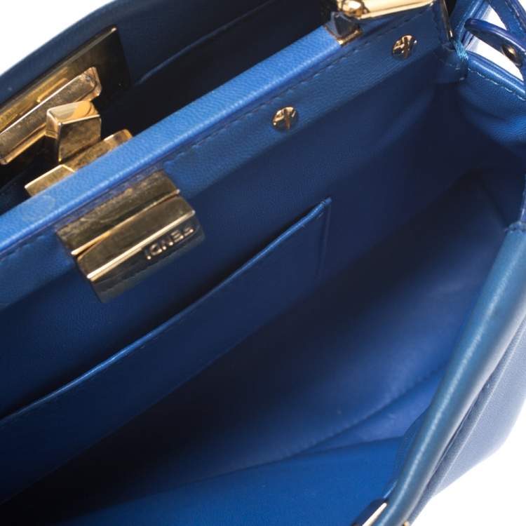 مملوكة مسبقًا Fendi Blue Leather Mini Peekaboo Top Handle Bag