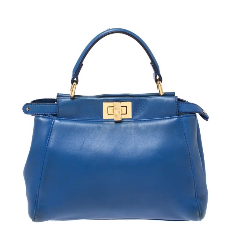 مملوكة مسبقًا Fendi Blue Leather Mini Peekaboo Top Handle Bag