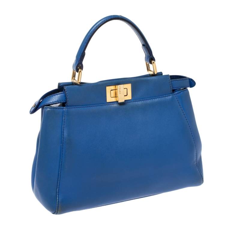 مملوكة مسبقًا Fendi Blue Leather Mini Peekaboo Top Handle Bag