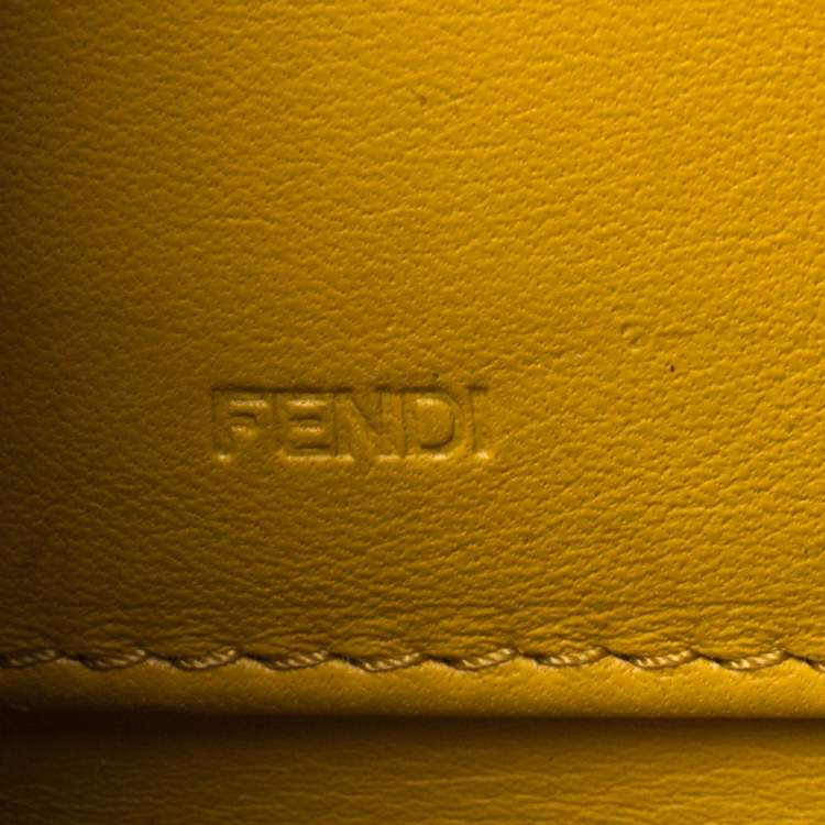 Pre Owned Fendi Yellow Leather Zip Around Wallet