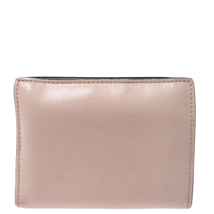 Pre Owned Fendi Beige Leather Bifold F Is Compact Wallet