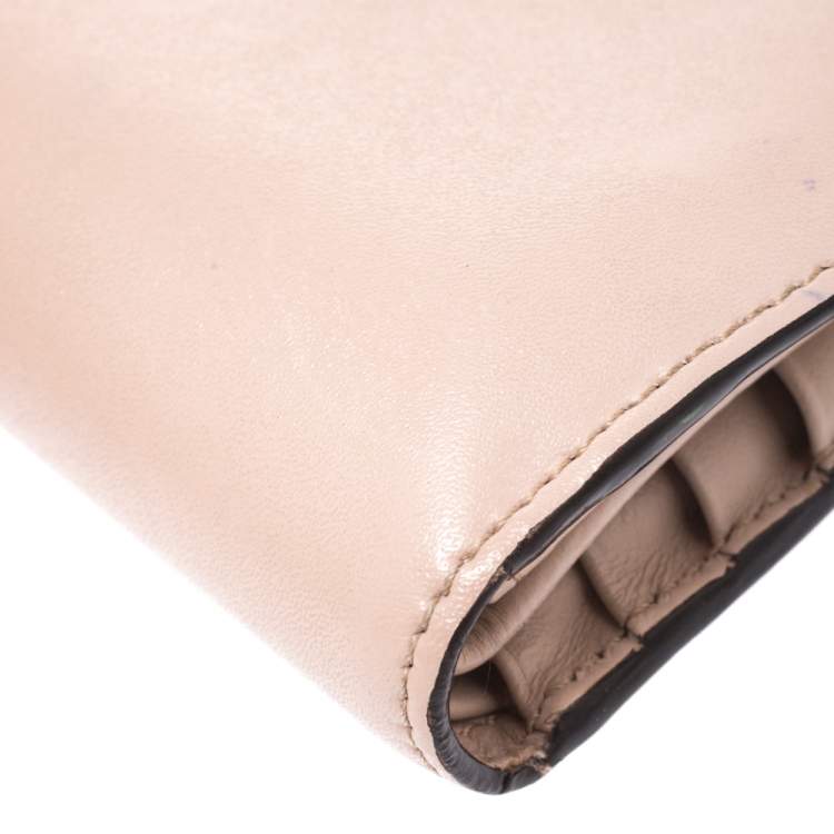 Pre Owned Fendi Beige Leather Bifold F Is Compact Wallet