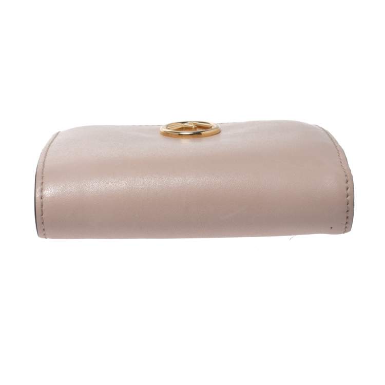 Pre Owned Fendi Beige Leather Bifold F Is Compact Wallet
