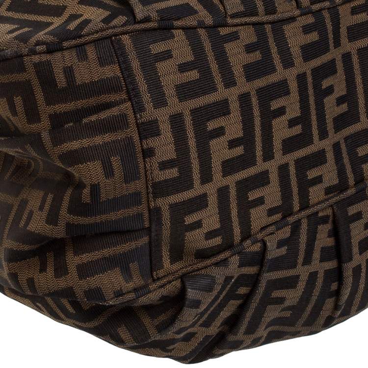 Pre Owned Fendi Tobacco Zucca Canvas Large Mia Shoulder Bag