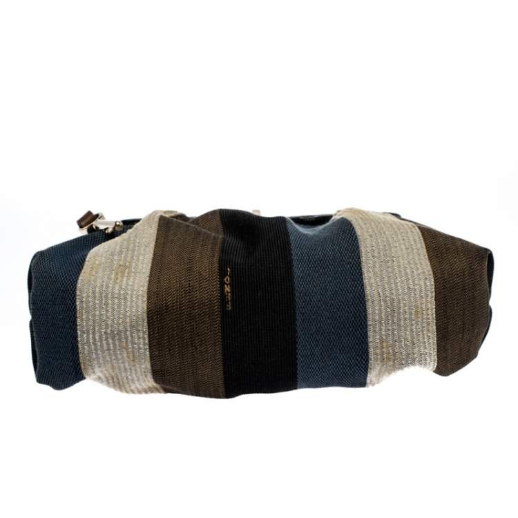 Pre Owned Fendi Multicolor Striped Canvas and Leather Limited Edition Chef Pochette Bag
