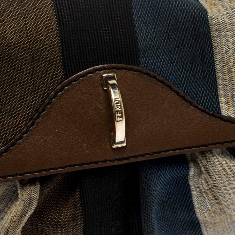 Pre Owned Fendi Multicolor Striped Canvas and Leather Limited Edition Chef Pochette Bag