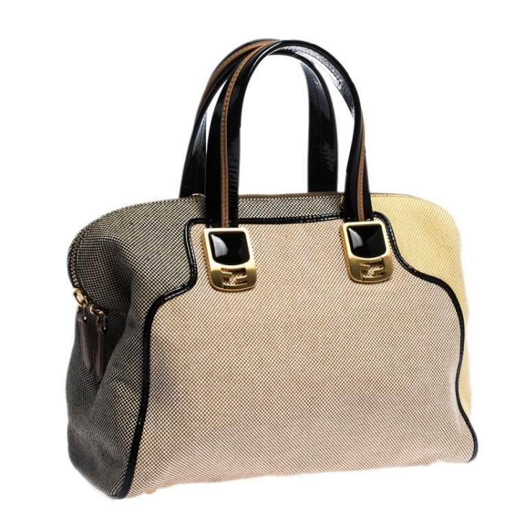Pre Owned Fendi Multicolor Canvas and Patent Leather Chameleon Satchel 